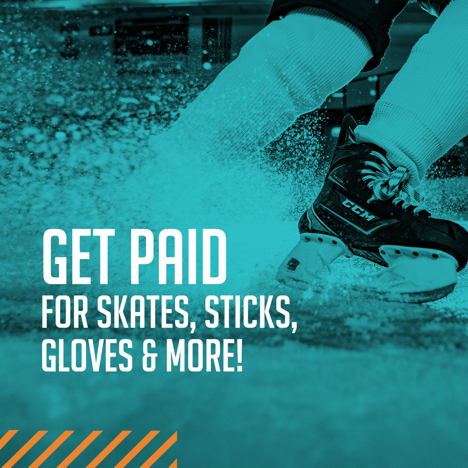 Get paid for skate, sticks, gloves blue